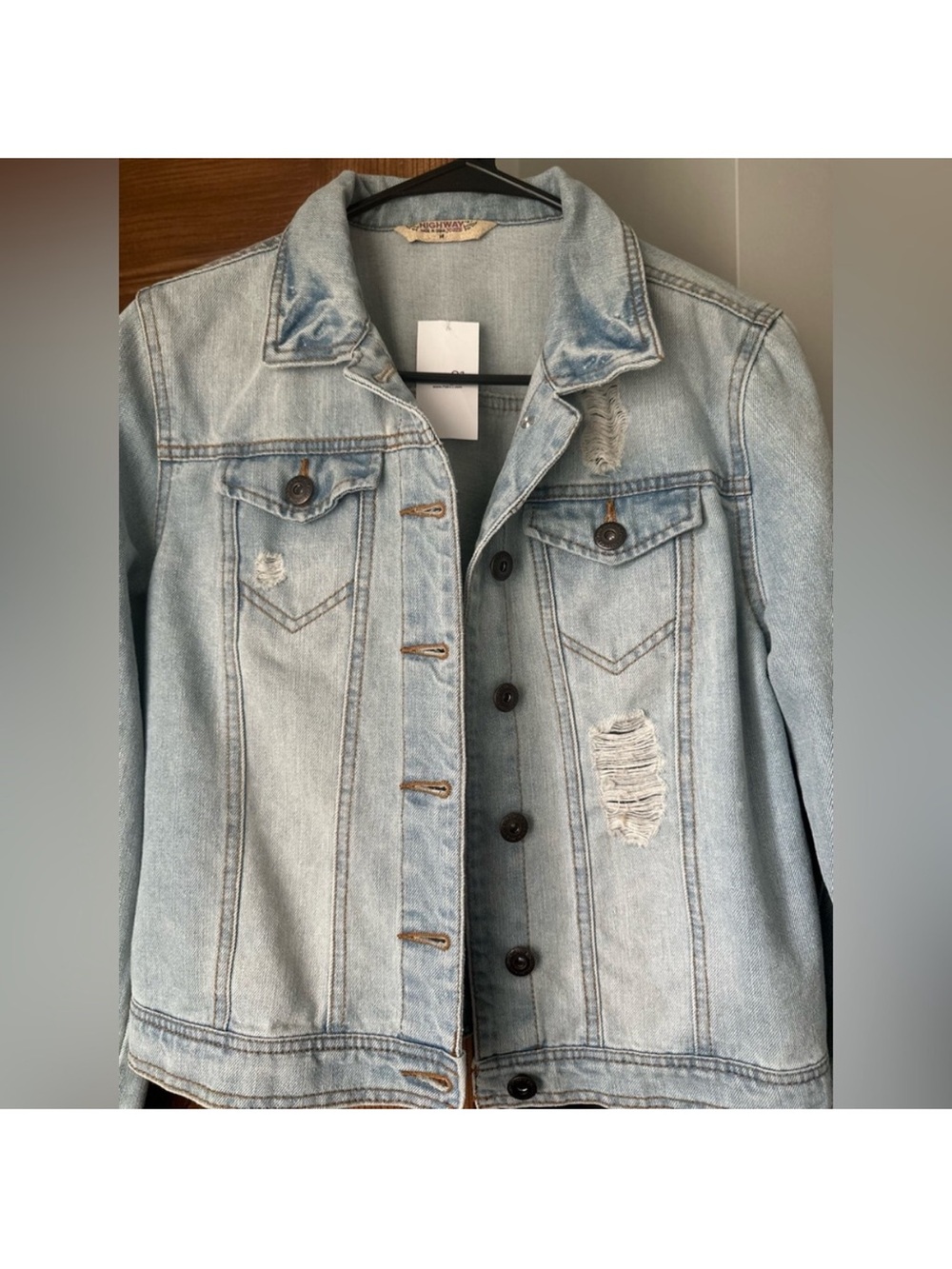 Rue 21 and Highway Jeans Light Blue Distressed Denim Jean Jacket NWT